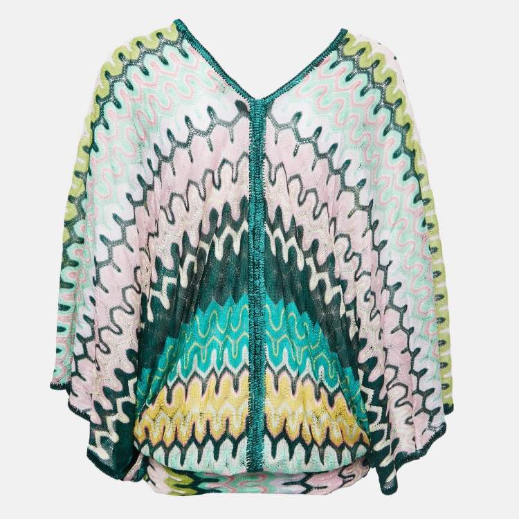 Pre Owned Missoni Mare Green Patterned Crochet Knit Mini Cover Up Dress M