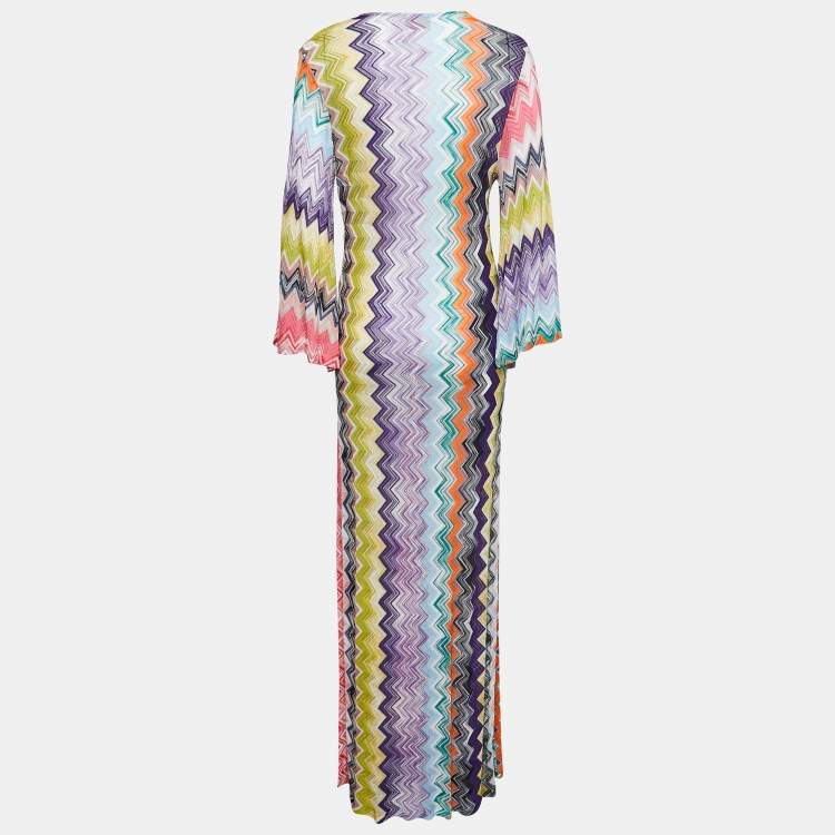 Pre Owned Missoni Mare Multicolor Patterned Crochet Knit Cover Up Maxi Dress L