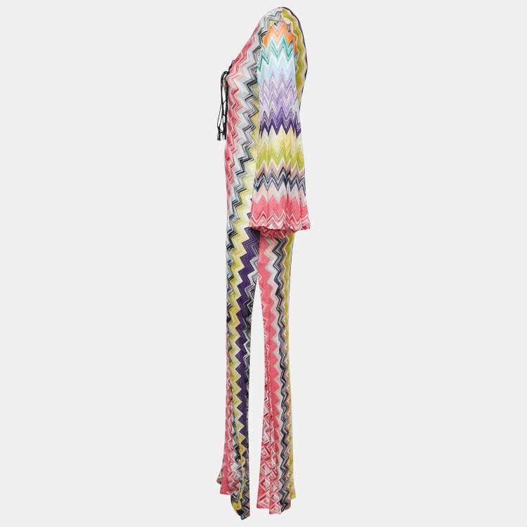 Pre Owned Missoni Mare Multicolor Patterned Crochet Knit Cover Up Maxi Dress L
