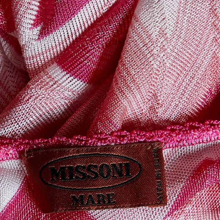 Pre Owned Missoni Mare Pink Zig Zag Patterned Knit Tie Detail Top M