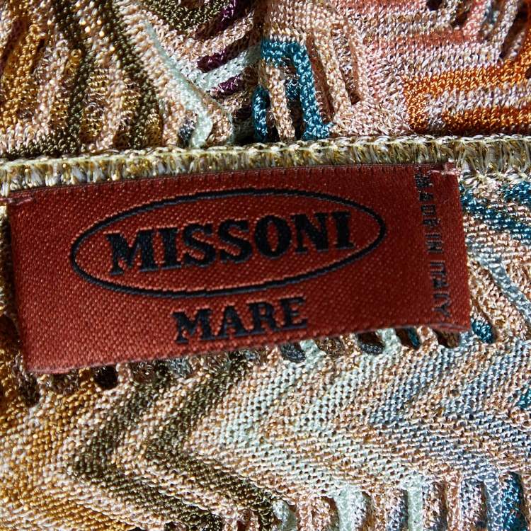 Pre Owned Missoni Mare Multicolour Chevron Patterned Knit Kaftan Maxi Dress M
