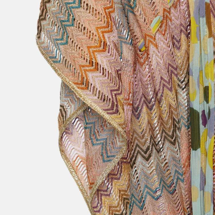 Pre Owned Missoni Mare Multicolour Chevron Patterned Knit Kaftan Maxi Dress M