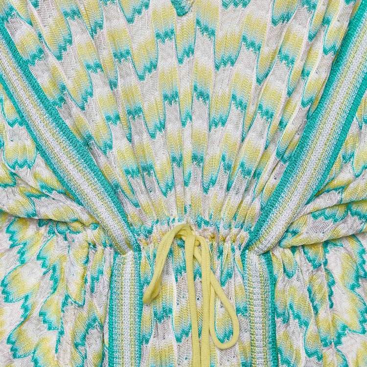 مملوكة مسبقًا Missoni Mare Yellow & Green Knit Side Slit Detail Dress S