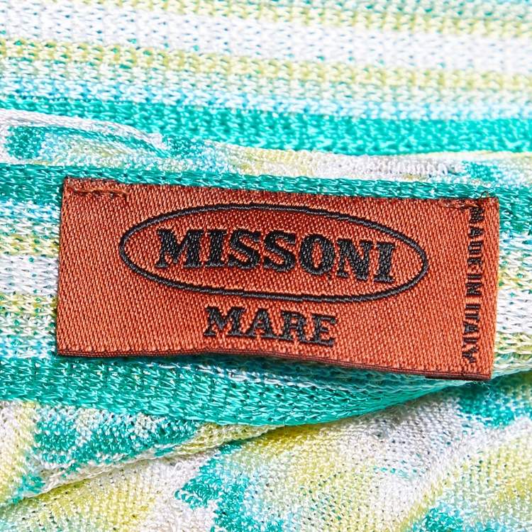 مملوكة مسبقًا Missoni Mare Yellow & Green Knit Side Slit Detail Dress S