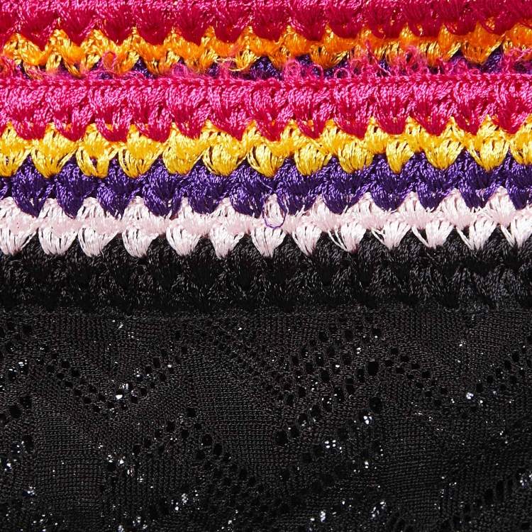 Pre Owned Missoni Mare Black Patterned Knit Contrast Hem Palazzo Pants S