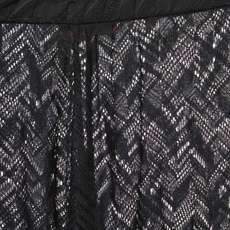 Pre Owned Missoni Mare Black Patterned Knit Contrast Hem Palazzo Pants S