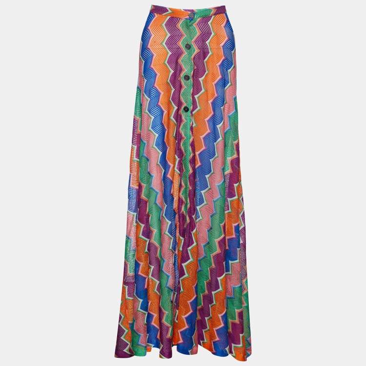 Pre Owned Missoni Mare Multicolor Knit Patterned Maxi Skirt L