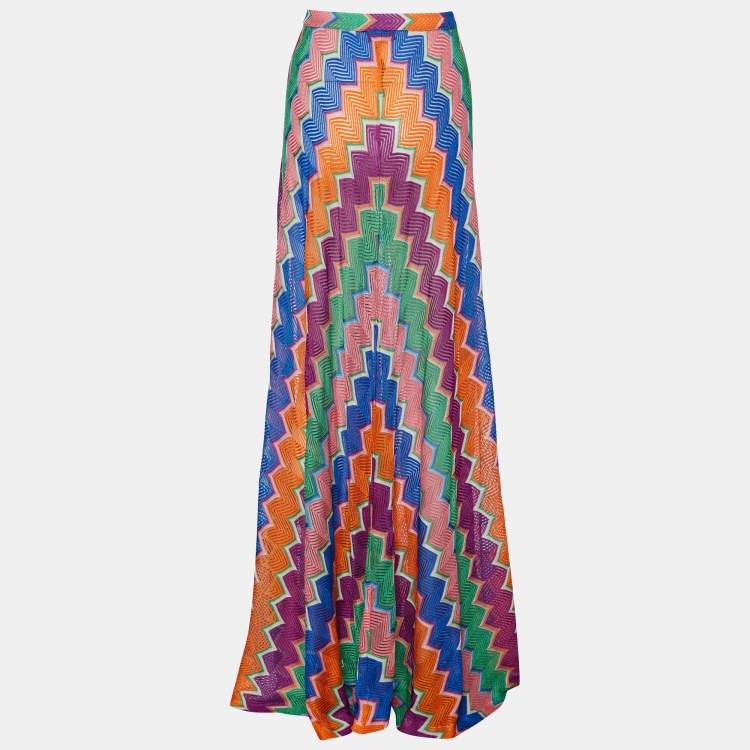 Pre Owned Missoni Mare Multicolor Knit Patterned Maxi Skirt L