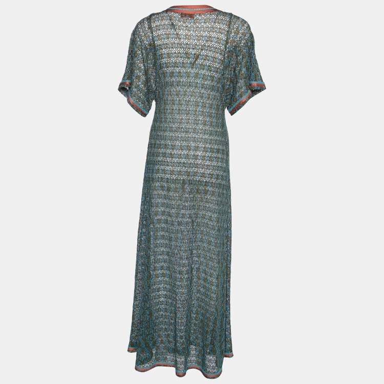 Pre Owned Missoni Mare Multicolor Lurex Knit Sheer Maxi Dress M
