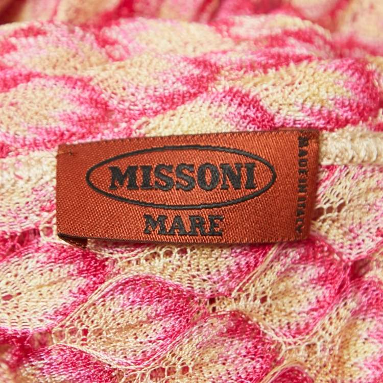 Pre Owned Missoni Mare Pink Patterned Knit Ruch detailed Kimono Sleeve Top S