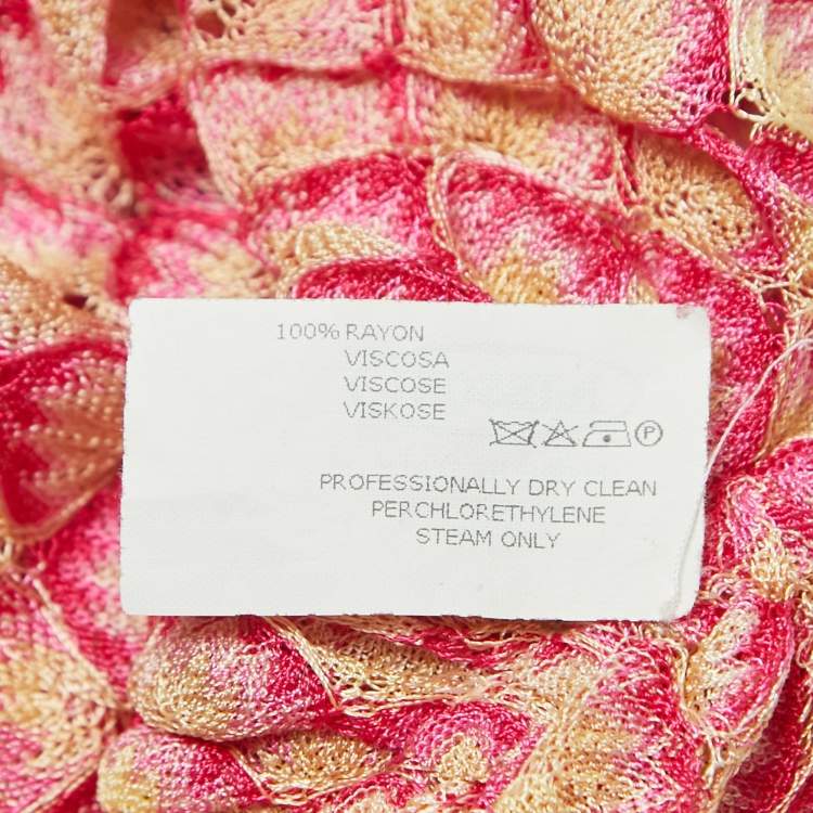 Pre Owned Missoni Mare Pink Patterned Knit Ruch detailed Kimono Sleeve Top S