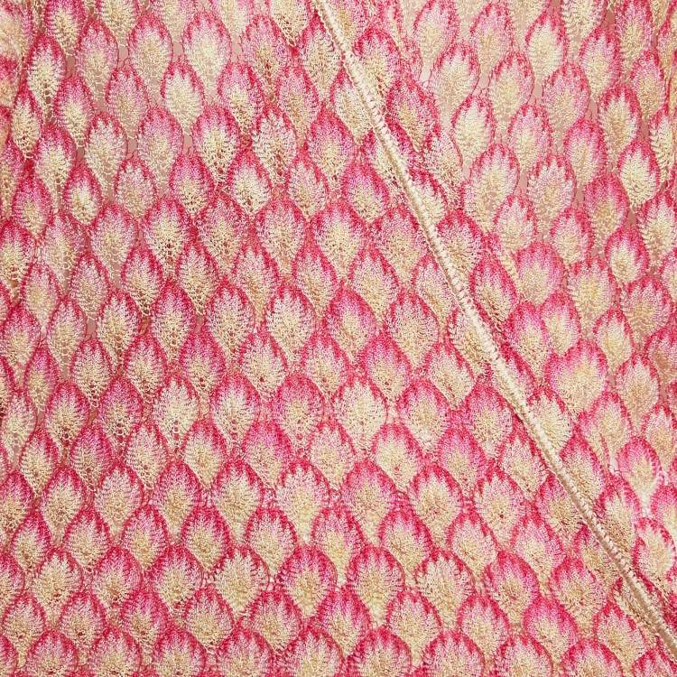 Pre Owned Missoni Mare Pink Patterned Knit Ruch detailed Kimono Sleeve Top S