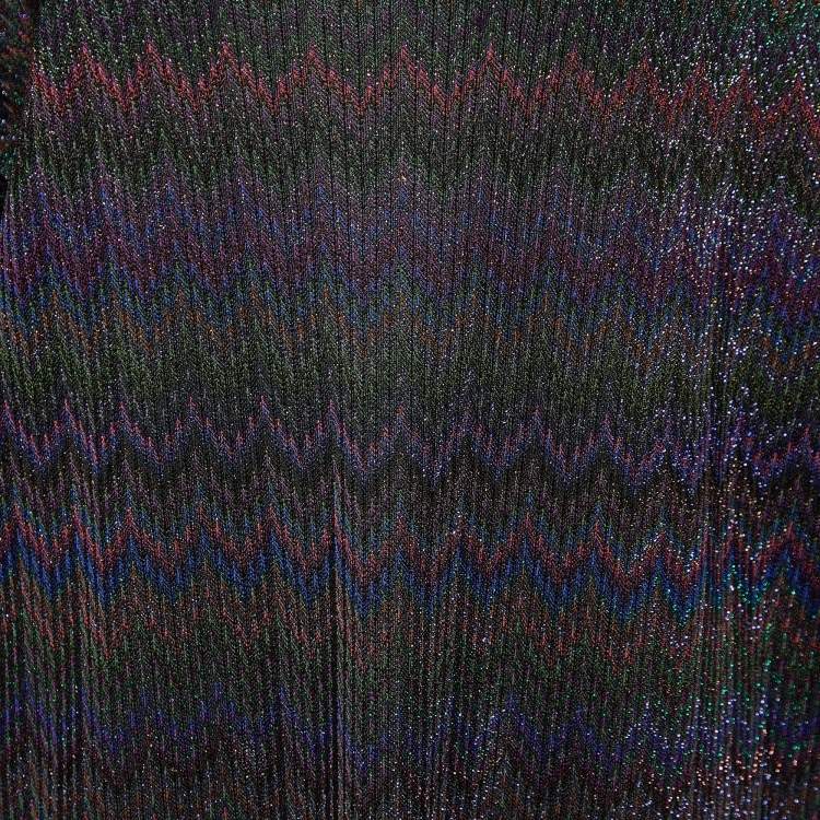 Pre Owned Missoni Mare Multicolor Chevron Lurex Knit Long Sleeve Dress L