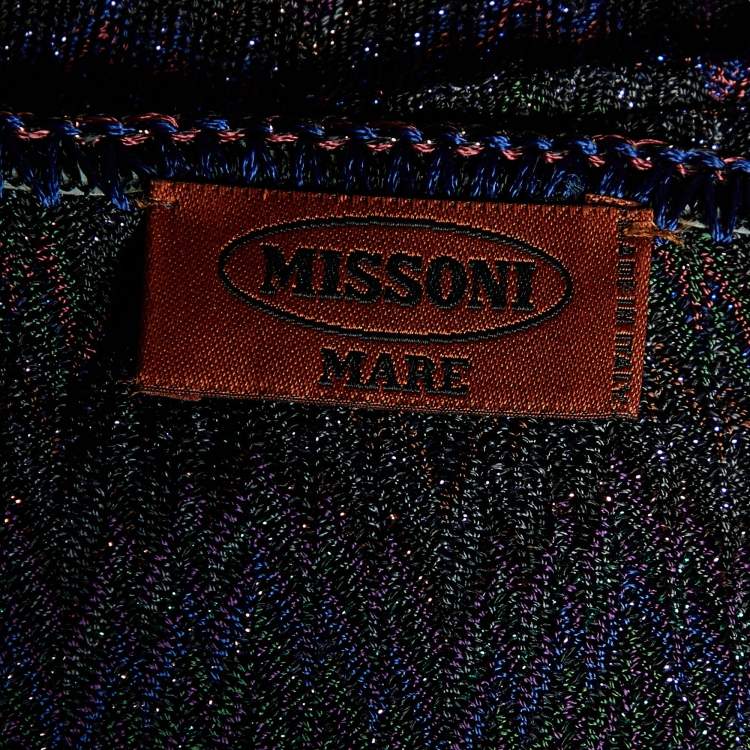 Pre Owned Missoni Mare Multicolor Chevron Lurex Knit Long Sleeve Dress L