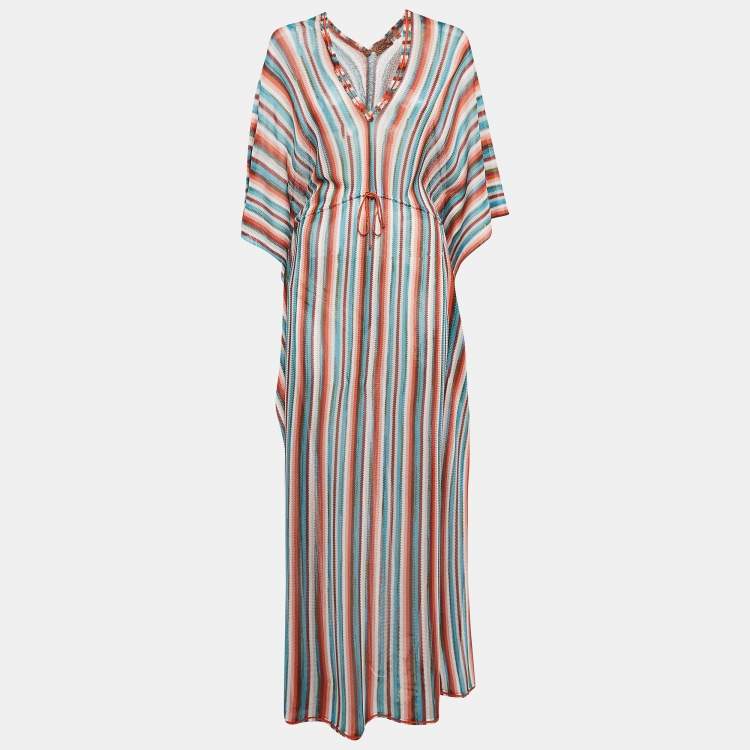 Pre Owned Missoni Mare Multicolor Patterned Knit Kaftan Cover Up Dress S