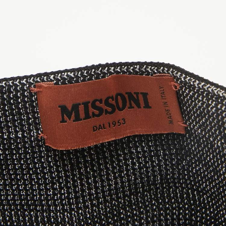 Pre Owned Missoni Black Striped Knit Elasticized Waist Belt