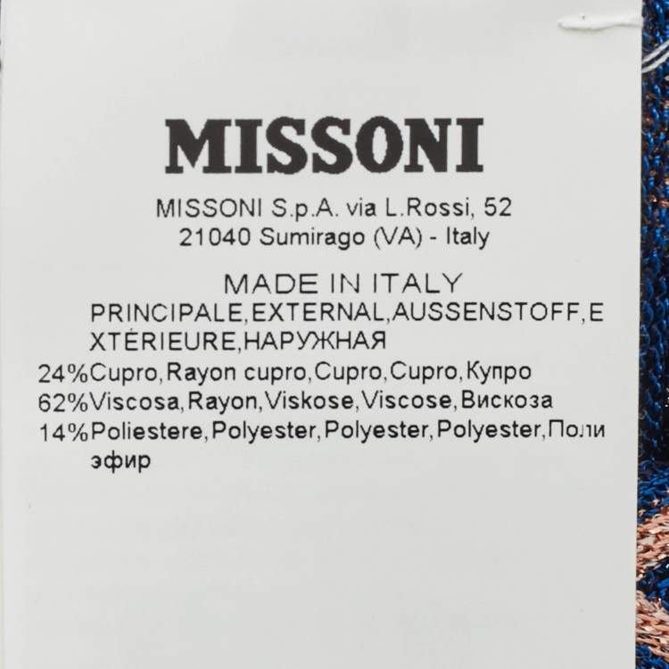 Pre Owned Missoni Blue/Pink Chevron Lurex Knit Headband One Size 