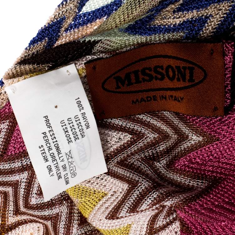 Pre Owned Missoni Multicolor Chevron Knit Fringed Scarf