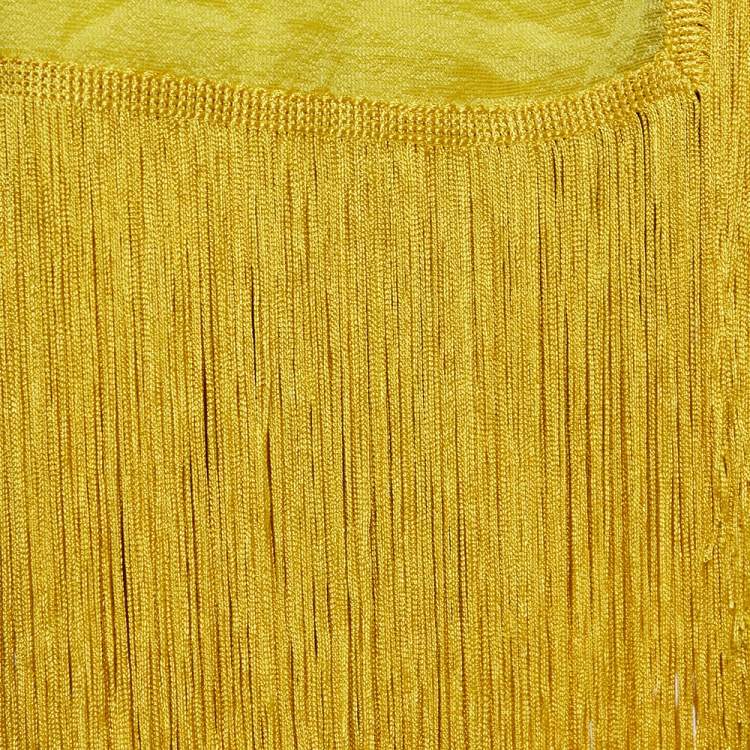 Pre Owned Missoni Yellow Printed Silk Tassel Detail Scarf