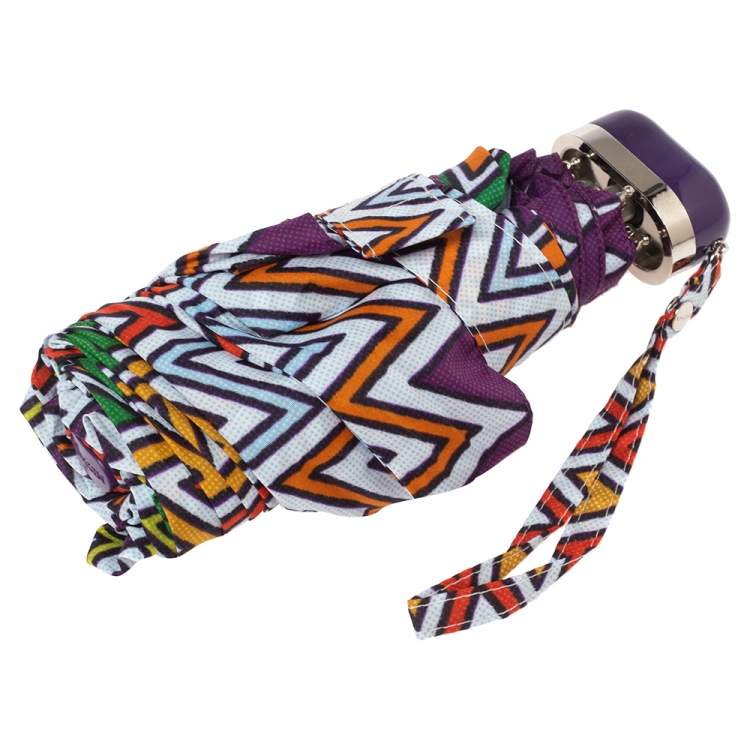 Pre Owned Missoni Multicolor Wave Pattern Print Polyester Mini Sofia Folding Umbrella