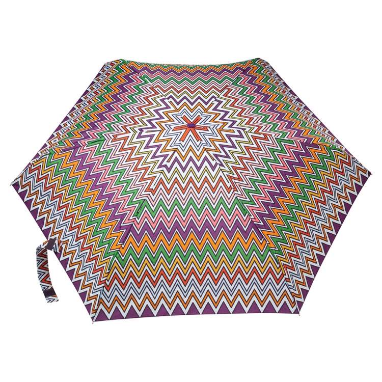 Pre Owned Missoni Multicolor Wave Pattern Print Polyester Mini Sofia Folding Umbrella