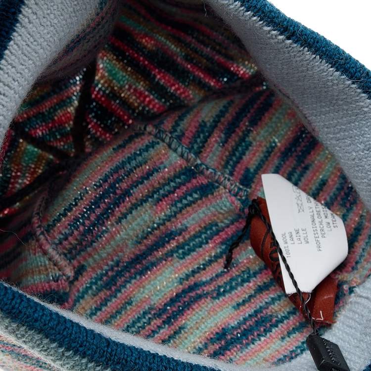 Pre Owned Missoni Multicolor Patterned Wool Knit Beanie