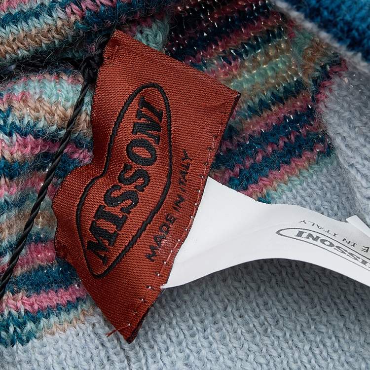 Pre Owned Missoni Multicolor Patterned Wool Knit Beanie