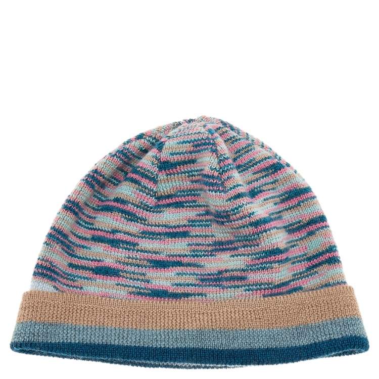 Pre Owned Missoni Multicolor Patterned Wool Knit Beanie
