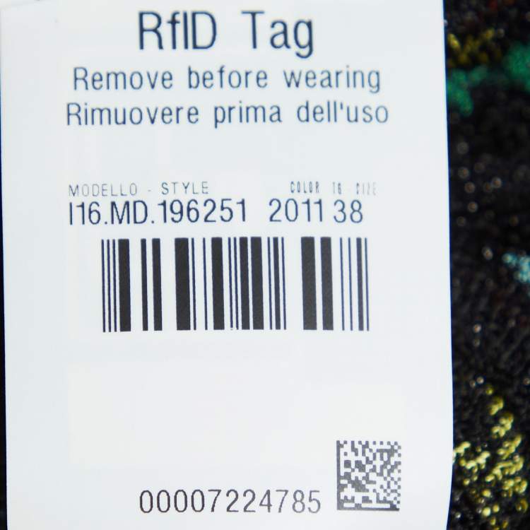 Pre Owned Missoni Black Stripe Lurex Knit Fringed Mini Skirt S