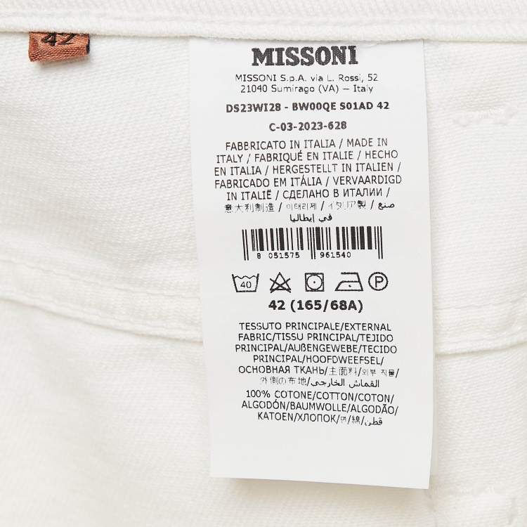 Pre Owned Missoni White Denim Wide-Leg Jeans M Waist 29"
