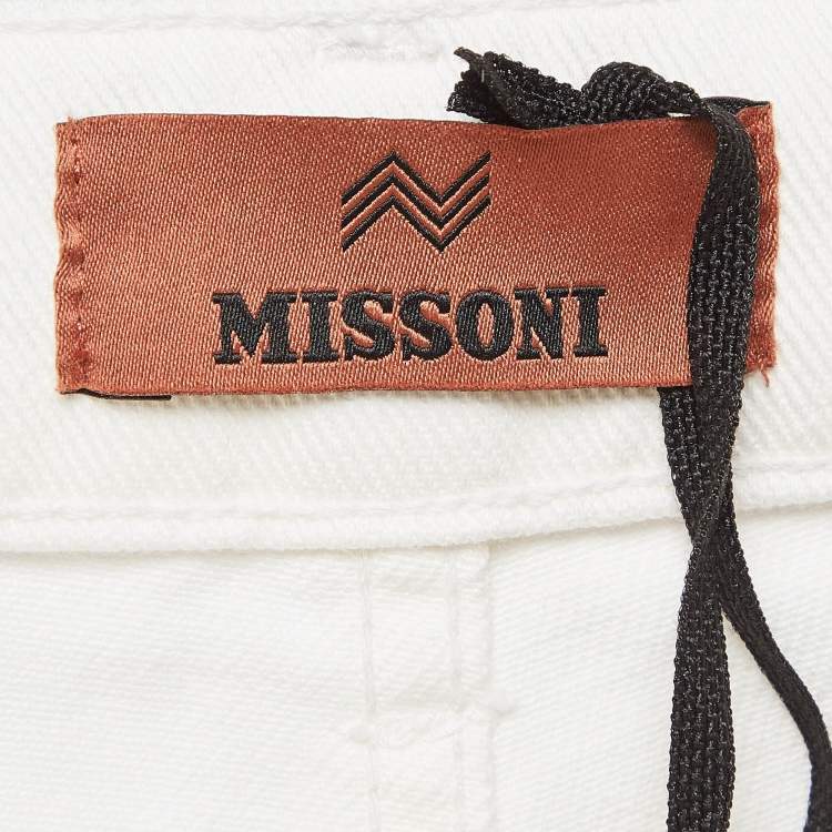 Pre Owned Missoni White Denim Wide-Leg Jeans M Waist 29"