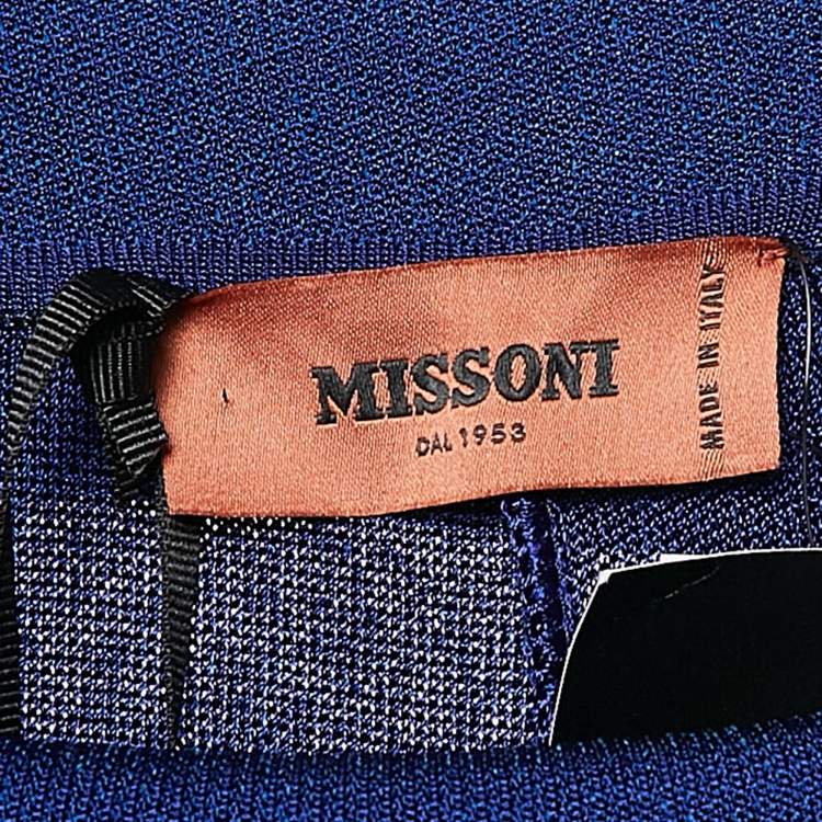 Pre Owned Missoni Blue Lurex Knit Wide-Leg Trousers M