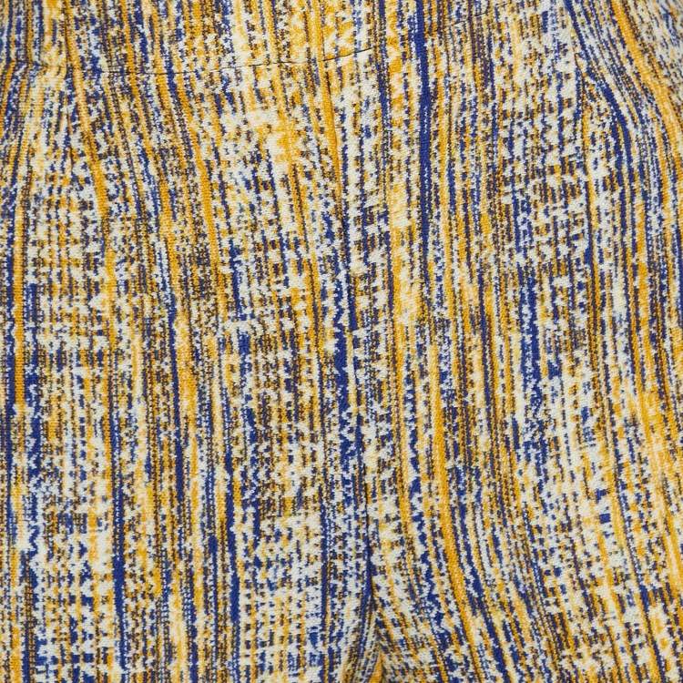 Pre Owned Missoni Yellow/Blue Patterned Wool Straight Leg Pants M