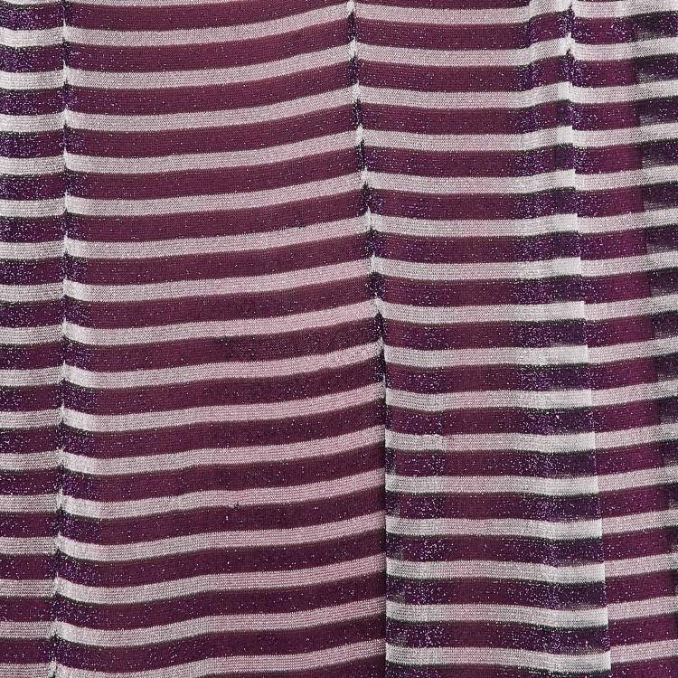 Pre Owned Missoni Purple Stripe Lurex Silk Knit Maxi Dress M