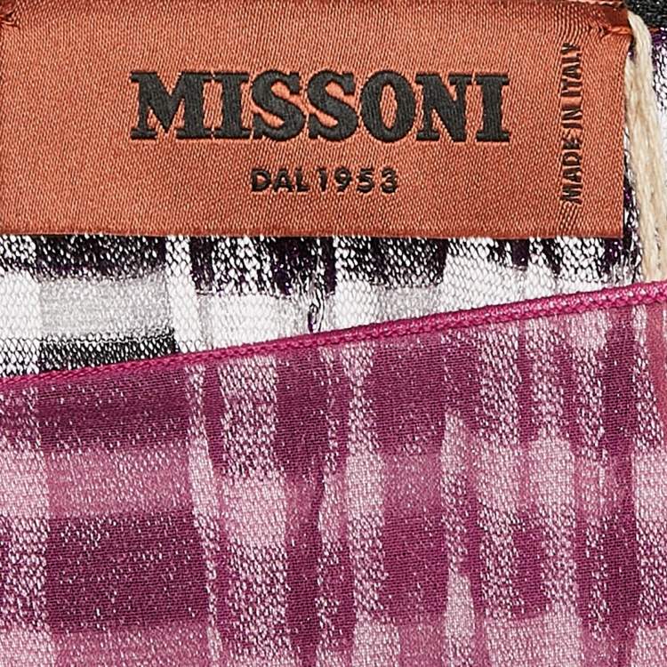 Pre Owned Missoni Purple Stripe Lurex Silk Knit Maxi Dress M