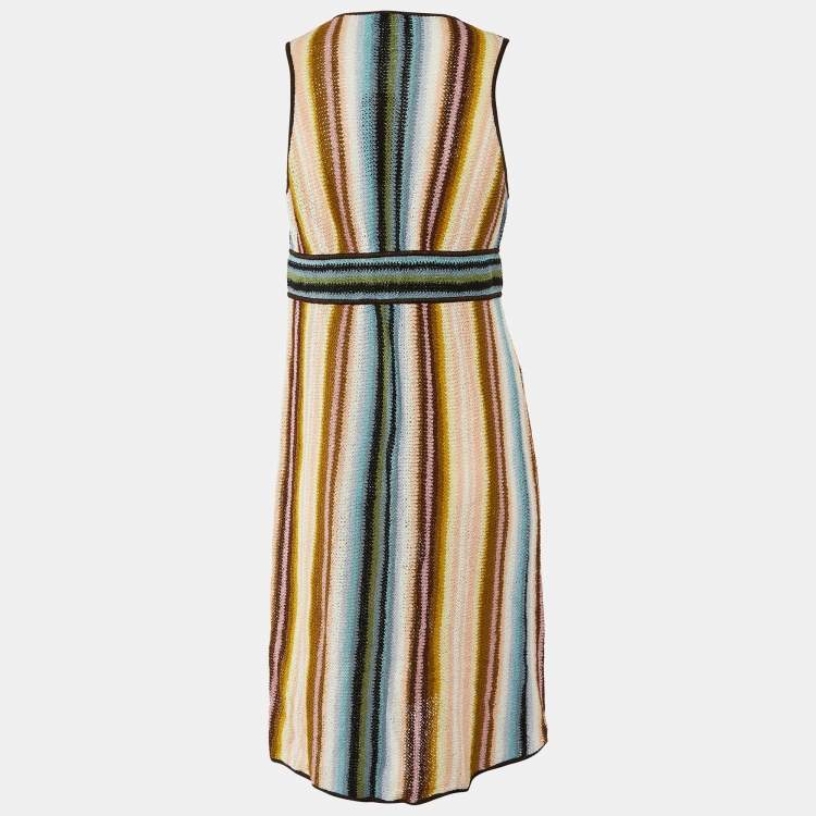 Pre Owned Missoni Multicolor Patterned Knit Hook Front Sleeveless Shrug M