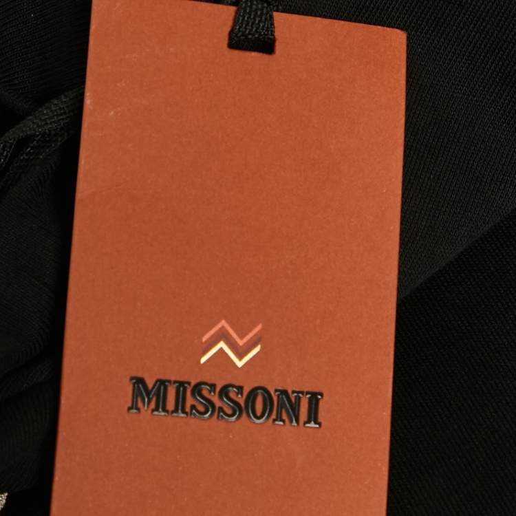 Pre Owned Missoni Black Zigzag Raschel Sleeve Jersey T-Shirt L