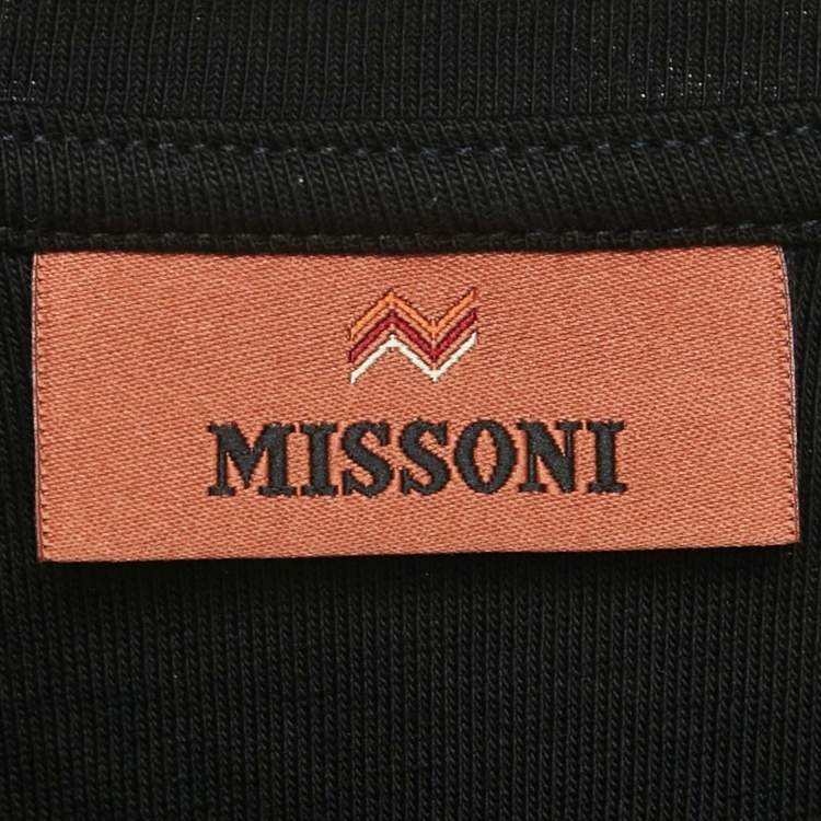 Pre Owned Missoni Black Zigzag Raschel Sleeve Jersey T-Shirt L