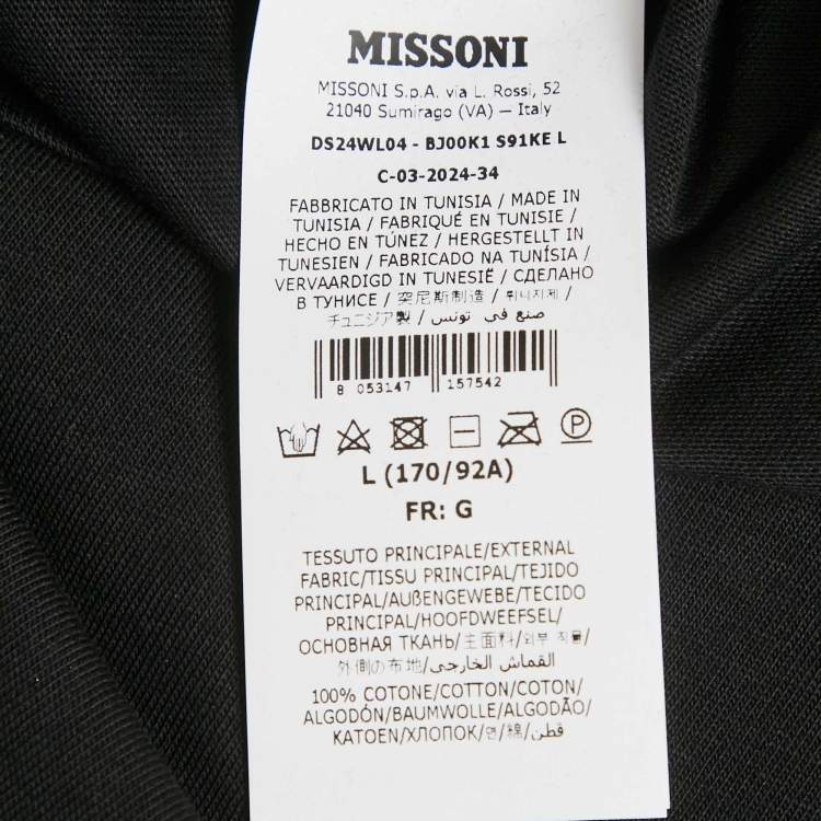 Pre Owned Missoni Black Zigzag Raschel Sleeve Jersey T-Shirt L