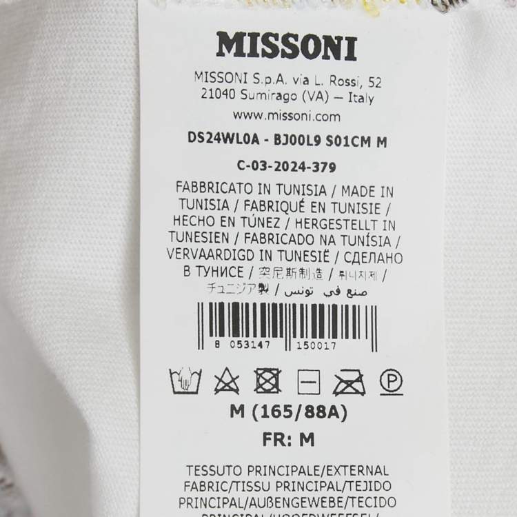 Pre Owned Missoni Multicolor Zigzag Raschel Pattern Knit and Jersey Top M