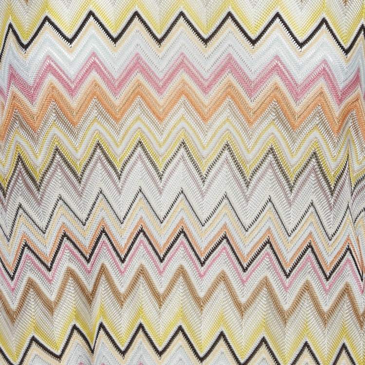 Pre Owned Missoni Multicolor Zigzag Raschel Pattern Knit and Jersey Top M