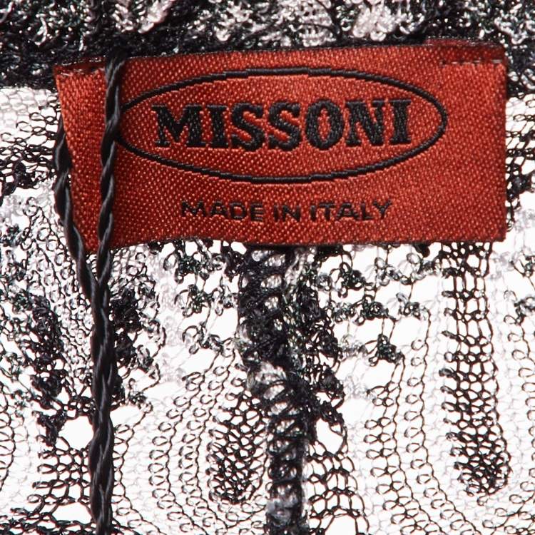 Pre Owned Missoni Black Patterned Lurex Knit Stockings XS