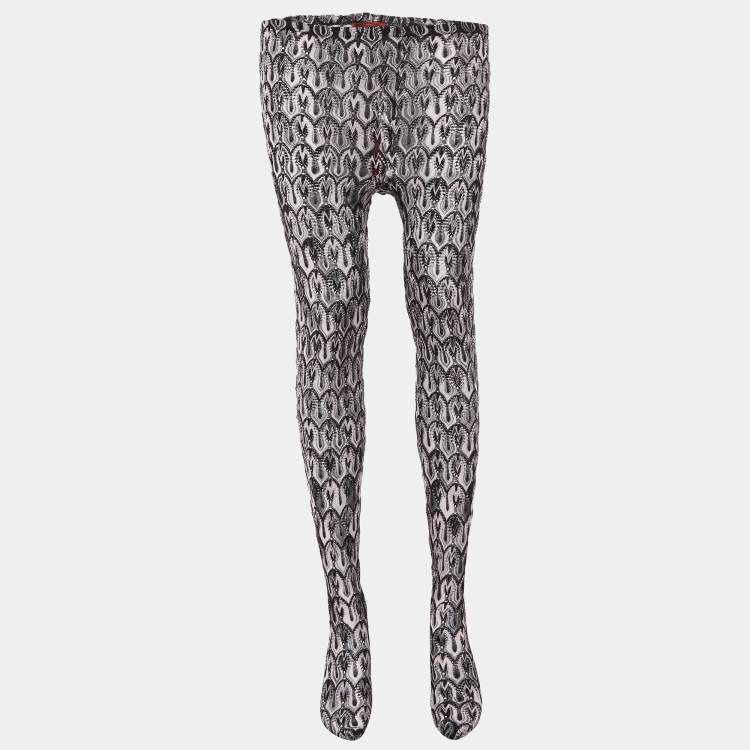 Pre Owned Missoni Black Patterned Lurex Knit Stockings XS