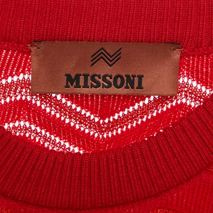 Pre Owned Missoni Red Zig Zag  Knit Flared Short Dress M
