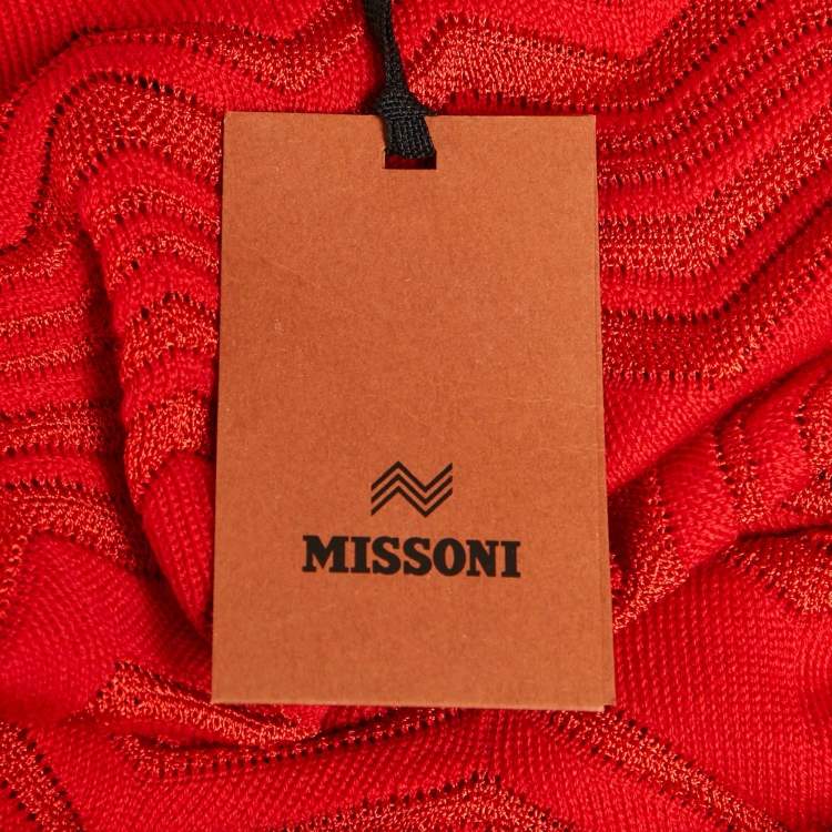 Pre Owned Missoni Red Zig Zag  Knit Flared Short Dress M