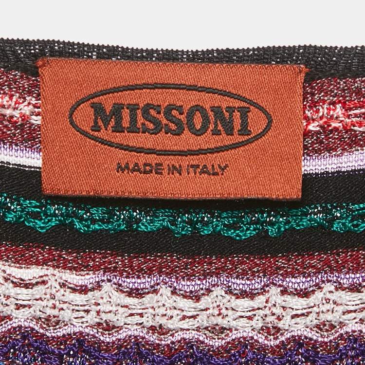 مملوكة مسبقًا Missoni Multicolor Textured Knit V-Neck Pullover M