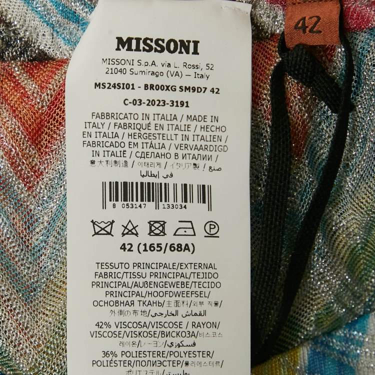Pre Owned Missoni Multicolor Zigzag Lurex Knit Sheer Trousers M