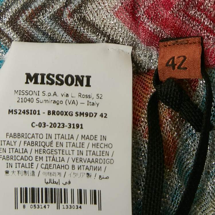 Pre Owned Missoni Multicolor Zigzag Lurex Knit Sheer Trousers M