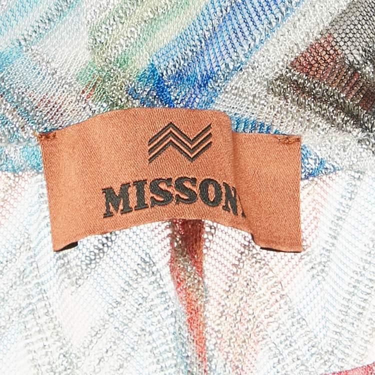 Pre Owned Missoni Multicolor Zigzag Lurex Knit Sheer Trousers M