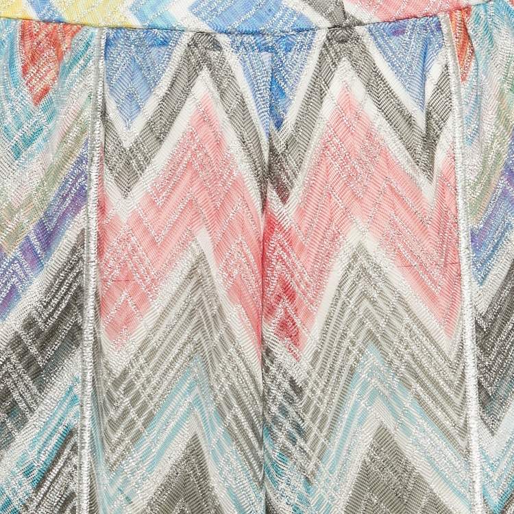Pre Owned Missoni Multicolor Zigzag Lurex Knit Sheer Trousers M
